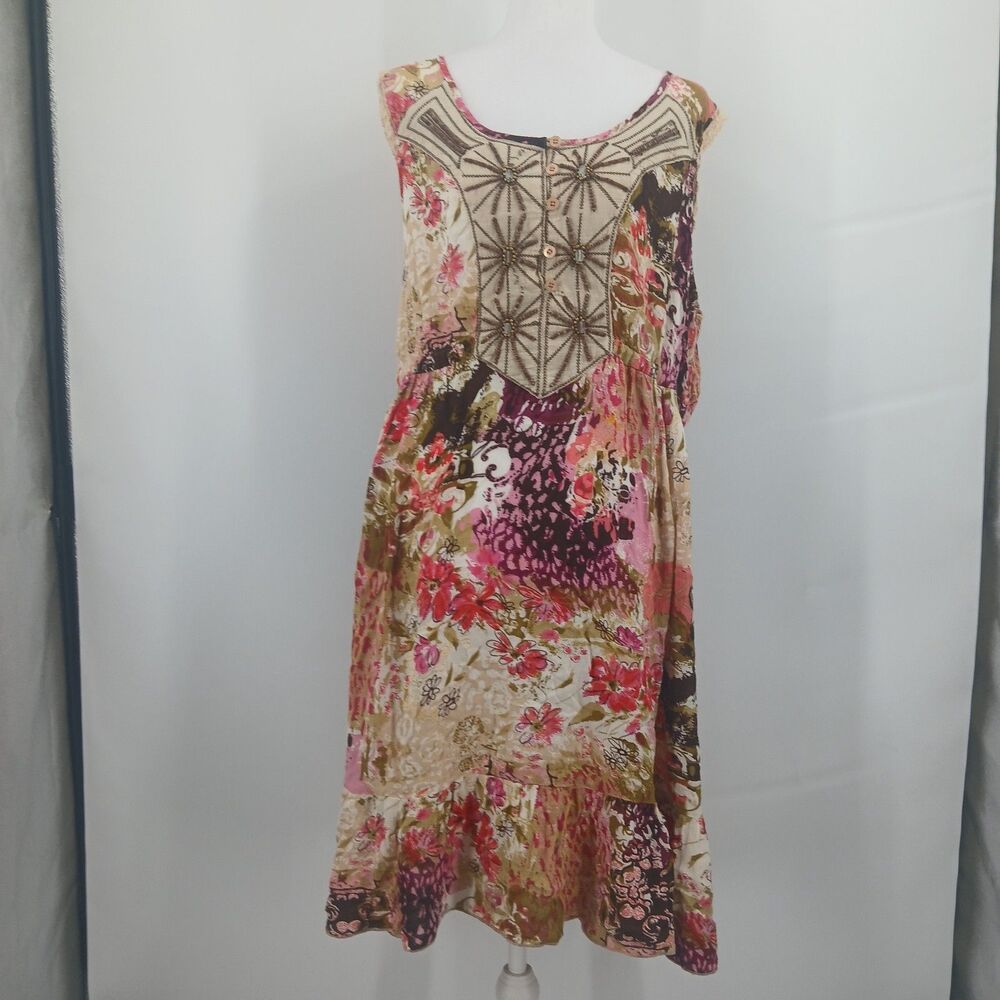 womens forbidden size xl orange and brown floral summer dress y2k boho aesthetic